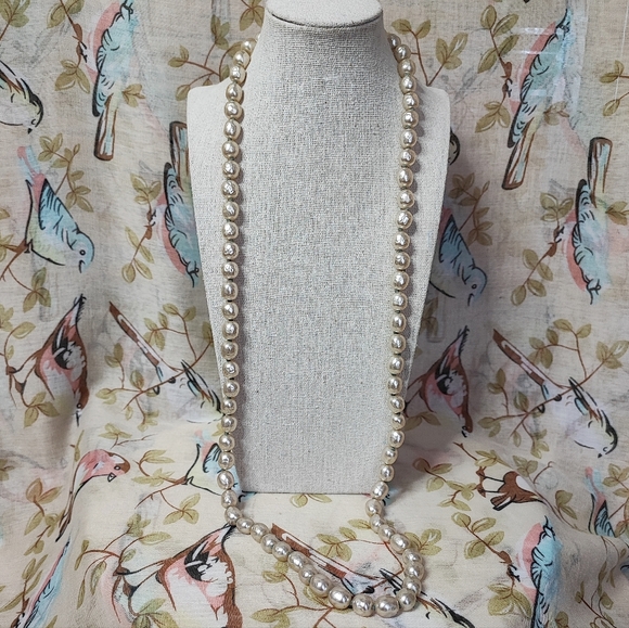 Miriam Haskell Signed Single Strand Necklace Faux Baroque Pearl Clasp Vintage - Picture 3 of 12